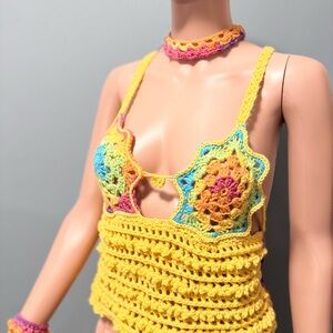 Colorful Crochet Halter Top